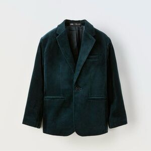 Zara boys green velvet blazer NWT